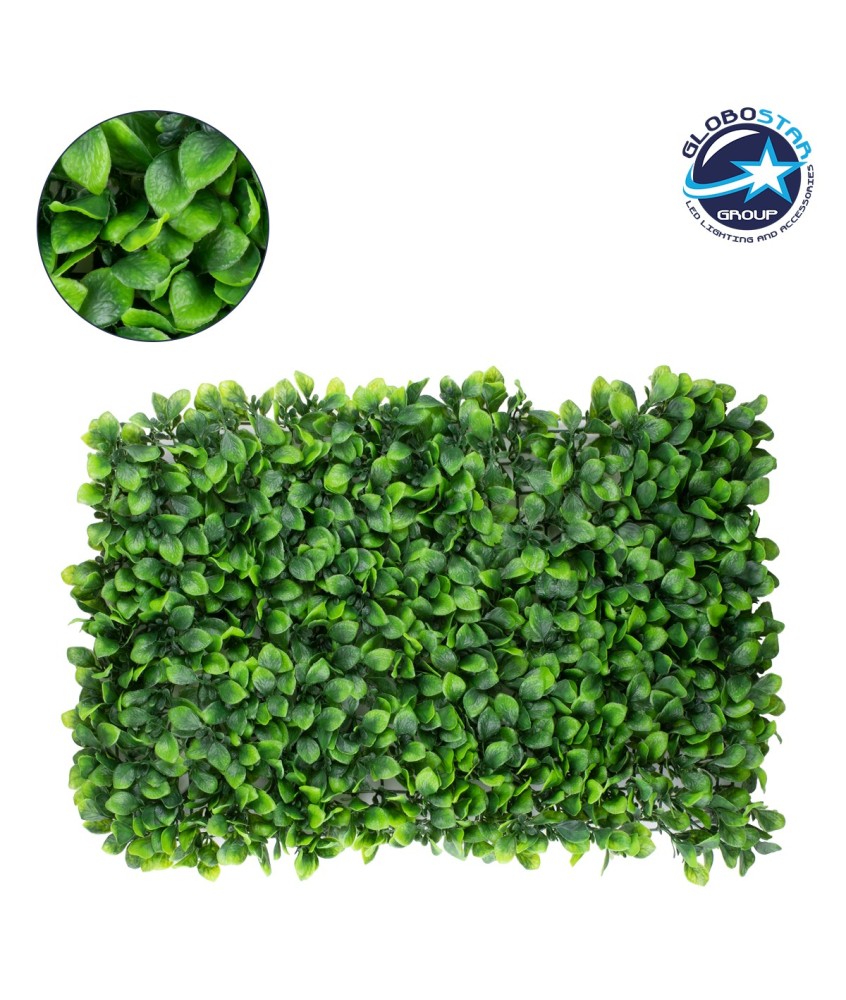 GloboStar® 78425 Artificial - Συνθετικό Τεχνητό Διακοσμητικό Πάνελ Φυλλωσιάς - Κάθετος Κήπος Πεπερομία - Πράσινο Μ60 x Υ40 x Π8cm